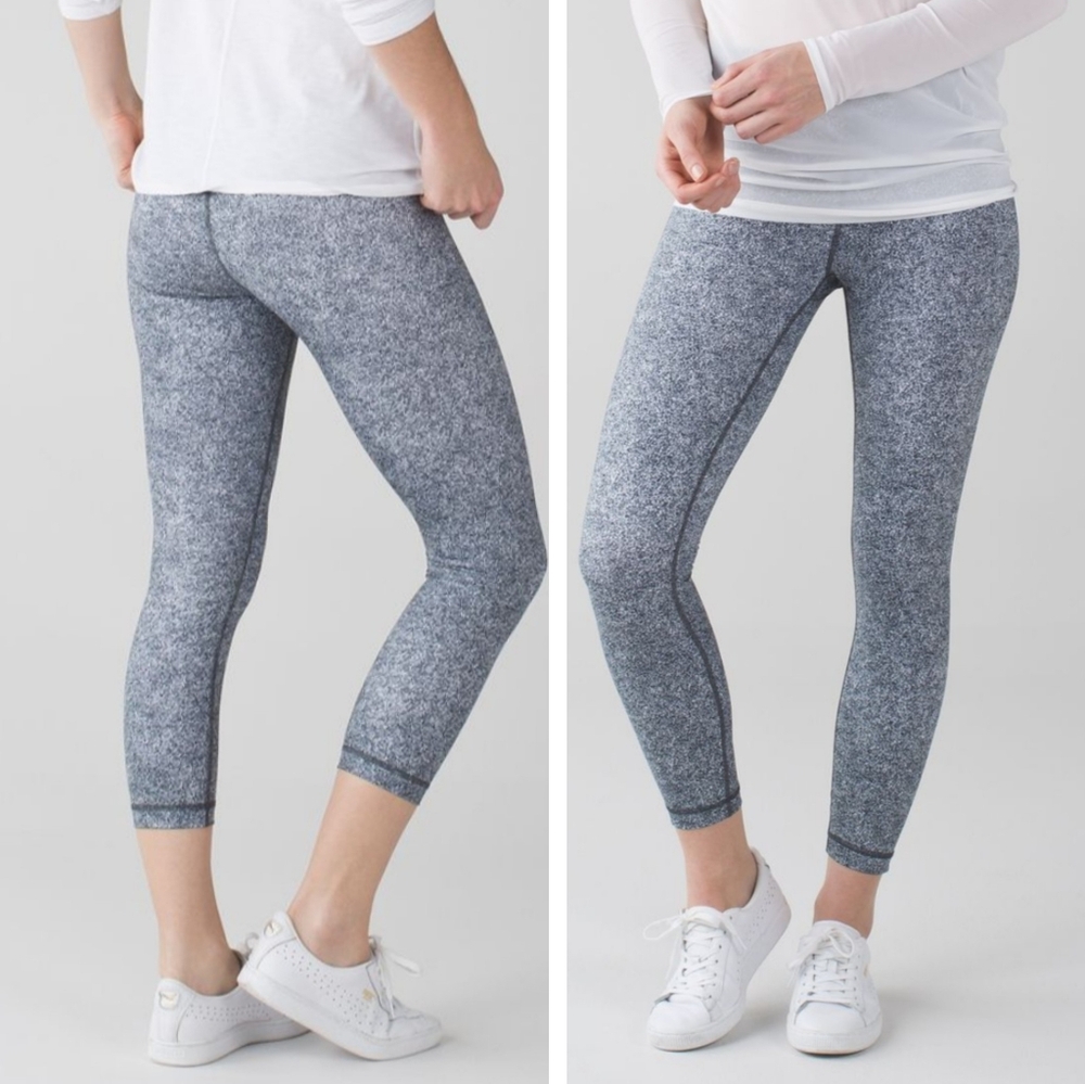 Lululemon - Wunder Under Crop III Rio Mist White Black Size 4 leggings